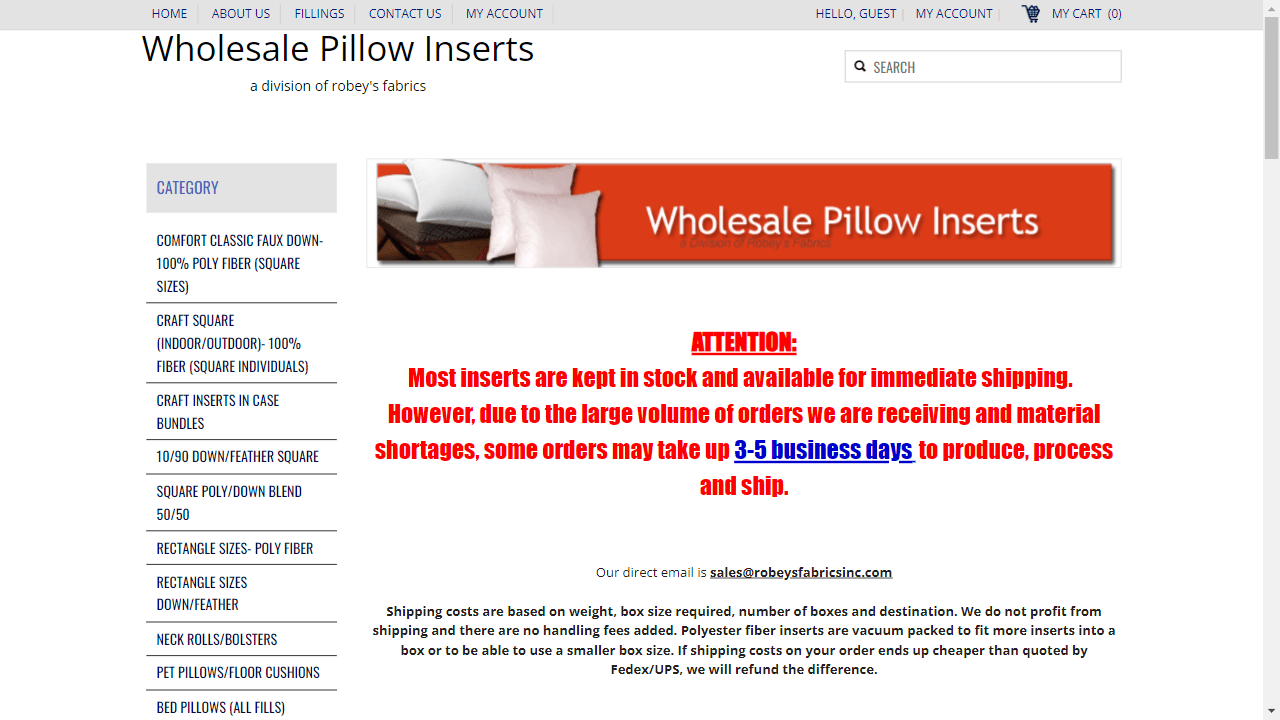 Wholesale Pillow Inserts